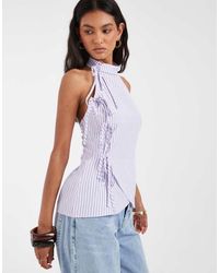 ASOS - Tie Side High Neck Top - Lyst