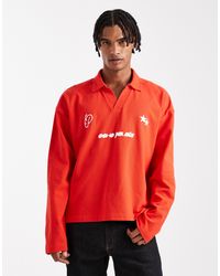 ASOS - – langärmliges, kastiges, schweres oversize-polohemd aus pikée - Lyst
