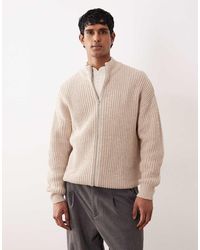 ASOS - Oversized Knitted Zip Through Funnel Neck Cardigan - Lyst