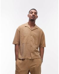 TOPMAN - Crop Fit Button Through Jersey Shirt With Stripe - Lyst