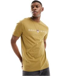 GANT - 1949 - t-shirt color cuoio con stampa del logo e stemma - Lyst