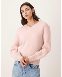 Mango - V Neck Chunky Knitted Jumper - Lyst