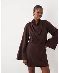 ASOS - Cowl Neck Long Sleeve Mini Dress - Lyst