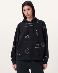 AllSaints - Sudadera Negra Con Capucha Stina Talon De - Lyst