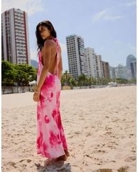 Bershka - Vestito Midi Allacciato Al Collo Con Stampa - Lyst