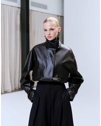 ASOS - Faux Leather Funnel Neck Jacket - Lyst