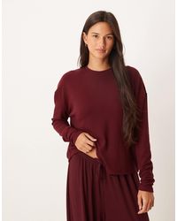 ASOS - Mix & Match Rib And Velvet Trim Long Sleeve Top - Lyst