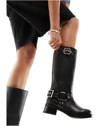 Steve Madden - Beau Leather Biker Boots With Chain Harness - Lyst