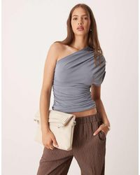 ASOS - Cupro One Shoulder Ruched Top - Lyst
