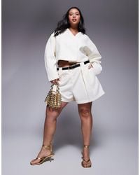 ASOS - Curve Tailored Textured Shorts With Belt Co-ord - Lyst