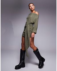 ASOS - Supersoft Dropped Shoulder Tie Waist Mini Dress - Lyst