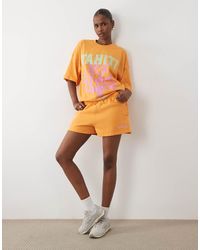Kaiia - Cotton Rich Embroidered Logo Mini Sweat Shorts Co-ord - Lyst