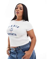 ASOS - Asos Design Curve- T-Shirt Mini Color Crema Con Grafica "Paris" - Lyst