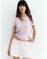 Pull&Bear - Trui Met Korte Mouwen En Open Achterkant - Lyst