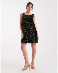 Pieces - Vestido Recto Corto Con Cuello Barco Y Diseño Reversible De - Lyst