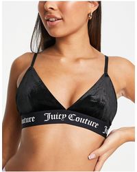 Juicy Couture Velvet Triangle Bra Co-ord With Branded Elastic - Black