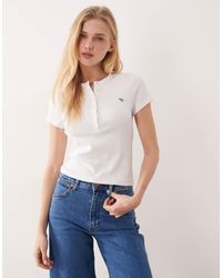 Abercrombie & Fitch - – es, geripptes henley-t-shirt mit logo - Lyst