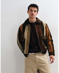 Barneys Originals - Patchwork Real Suede Bomber Jacket - Lyst