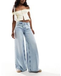 ASOS - Soft Wide Leg Jeans With Cross Front - Lyst