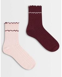 Cotton On - 2pk The Perfect Pair Frill Ribbed Ankle Socks - Lyst