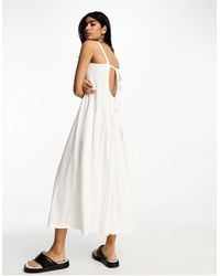 ASOS - Broderie And Knit Mix Strappy Midi Dress - Lyst