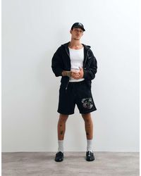 TRUE RELIGION - Buddha Face Graphic Fleece Shorts Co-ord - Lyst