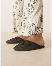 ASOS - – lilyana – verzierte mules-ballerinas aus netzstoff - Lyst