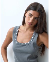 ASOS - Washed Stud Trim Racer Vest - Lyst