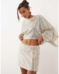 ASOS - Sequin Tie Side Mini Skirt - Lyst