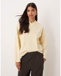 ASOS - T-Shirt Met Hoge V-Hals En Lange Mouwen - Lyst