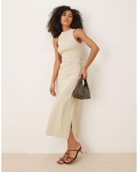 ASOS - Bengaline Pencil Midi Dress With Wrap Around Button Belt - Lyst
