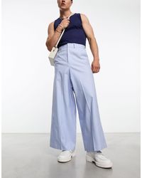 ASOS - Extreme Wide Linen Mix Suit Trouser - Lyst