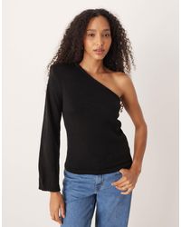 ASOS - Knitted One Shoulder Top With Shoulder Pads - Lyst