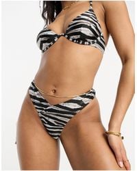 South Beach - – mix & match – bikinihose im v-design mit zebramuster und hohem beinausschnitt - Lyst