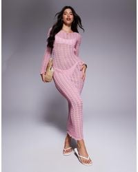 Missy Empire - Beach Crochet Knit Open Back Maxi Dress - Lyst
