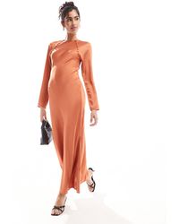 ASOS - Satin Biased Maxi Dress With Button Detail - Lyst