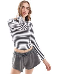 Miss Selfridge - Long Sleeve Rib Crew Neck Top - Lyst