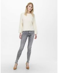 ONLY - Vaqueros Gris Claro De Corte Pitillo De - Lyst