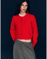 Bershka - Round Neck Button-up Knit Cardigan - Lyst