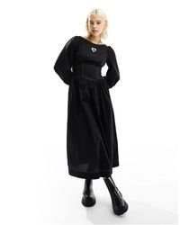 Collusion - Cotton Corset Maxi Dress With Contrast Stitch - Lyst