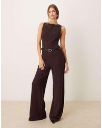 Mango - Cotton Mix Belted Sleeveless Jumpsuit - Lyst