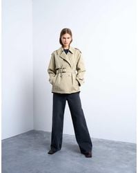 TOPSHOP - Trench Corto Color Pietra - Lyst