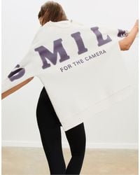 Stradivarius - Oversized Sweatshirt Met 'Smile'-Print - Lyst