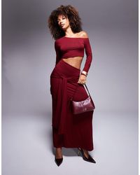 ASOS - Slouchy Off Shoulder Maxi Dress With Wrap Front Skirt Detail - Lyst