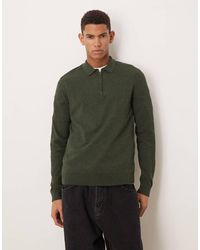 SELECTED - 100% Cotton Long Sleeve Half Zip Polo - Lyst