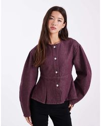 ASOS - Denim Peplum Top Met Cocoon-Mouwen - Lyst