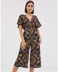 lipsy lily print culotte jumpsuit