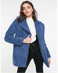 AX Paris Short Teddy Coat - Blue