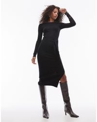 Mango - Belt Detail Long Sleeve Midi Dress - Lyst