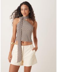 ASOS - Mesh One-shoulder Scarf Detail Top - Lyst